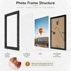 8.5x11 inch Picture Frame Black for Certificate Poster and Photo, Horizontal and Vertical Formats for Wall Hanging or Tabletop, 8.5x11 Frame with Shatter Resistant Plexiglass, Black