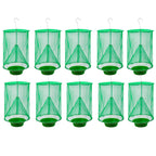 Ranch Fly Trap Outdoor Hanging Reusable with Fishing Apparatus | Food Bait Tray Catcher Cage for Indoor or Outdoor Family Farms, Park (10 Pack)