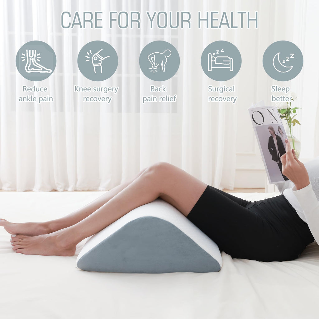 Ziiyllean Wedge Pillow for Knee Bed Wedge Pillow for Sleeping, Wedge Pillows for After Surgery Leg Pillow for Sciatica Back Knee Hip Ankles Back Pain Relief