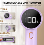 Fabric Shaver, Lint Remover Rechargeable, Electric Portable Sweater Defuzzer with 3 Speeds, 6 Leaf Blades, Digital LED Display to Remove Pilling for Clothes, Rosa