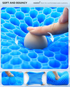 Enlarged 19.7" Gel Seat Cushion, Chair Seat Pads for Wheelchair, Gel Cushion Seat for Pressure Coccyx Sciatica Pain Relief, Egg Cushion for Car Office Chair, Cooling Cushion for Long Sitting[Blue]