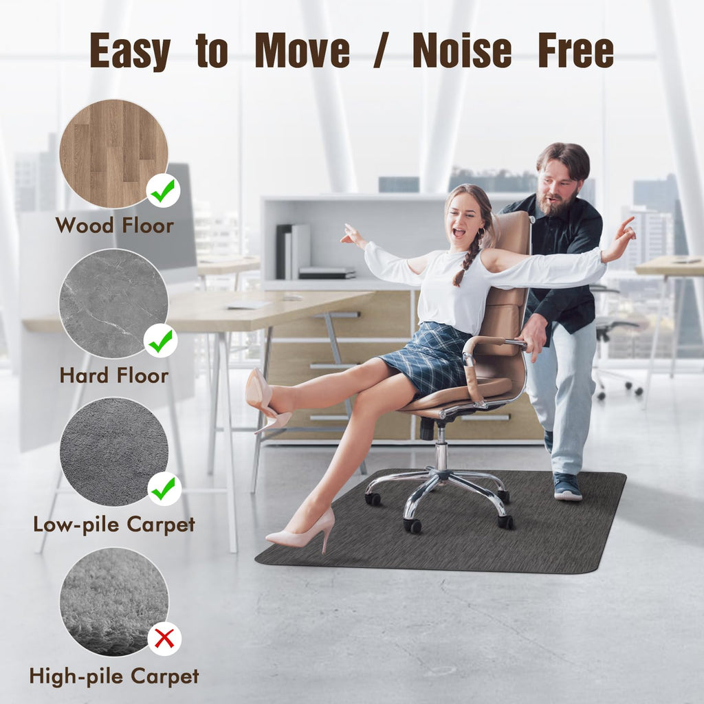 Blvornl Office Chair Mat for Hardwood Floor and Low Pile Carpet, 47.2"x 60" Desk Chair Mat for Hard Wood, Anti-Slip Hard Floor Protector Rolling Chair Mats, PVC Mat Desk Rug for Home, Black