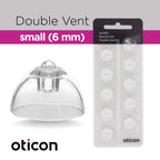 Oticon MiniFit Bass Double Vent 6mm = 0.24 inch - Small 30 Domes, Genuine OEM Denmark Replacements, Oticon Hearing Aid Domes Compatible with Oticon Bernafon Sonic Hearing Aids - 3 Pack/30 Domes Total