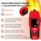 Lunarlipes Handheld Carbon Monoxide Meter, Portable Carbon Monoxide Detector with Temperature Sensor ＆ LCD Color Display, Professional-Grade CO Meter Tester 0-1000PPM Range (Includes Battery x3)