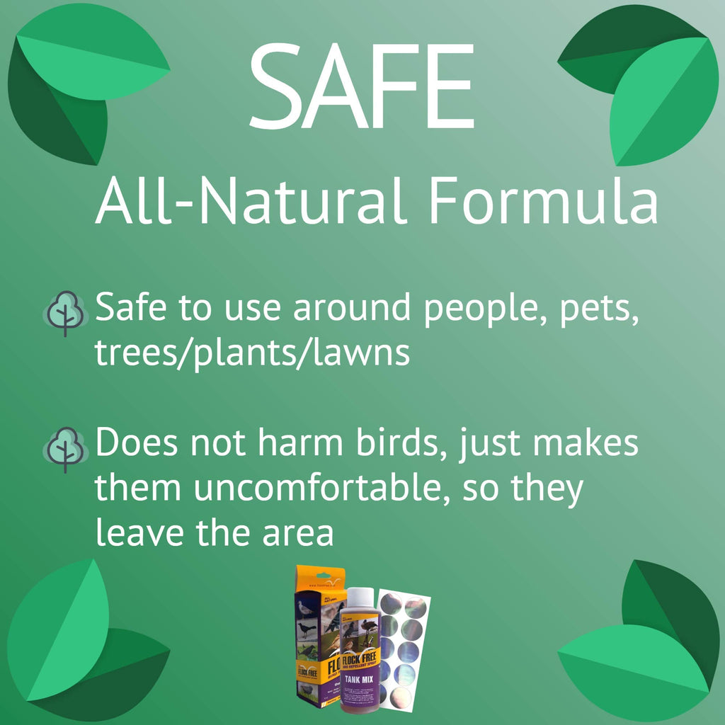 Bird Repellent Spray, Residential Bird Problem Solution by Flock Free Bird Control, 4 oz Concentrate