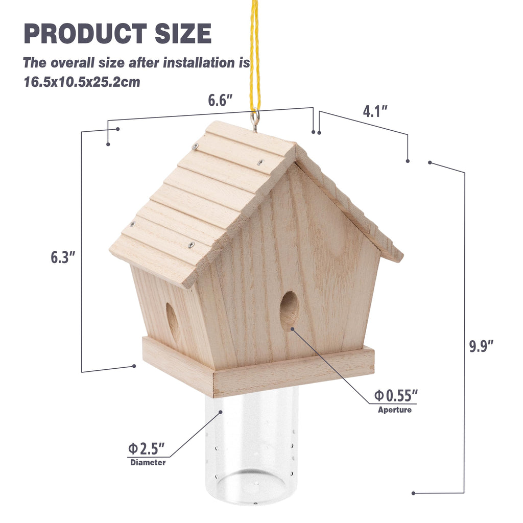 GRTRE 1 Pack Wood Carpenter Bee Trap for Outside - Best Bee Trap - Wood Boring Bee Trap- Nature Chalet Style Carpenter Bee Traps Outdoor Hanging - Insect Traps Removes Carpenter bee