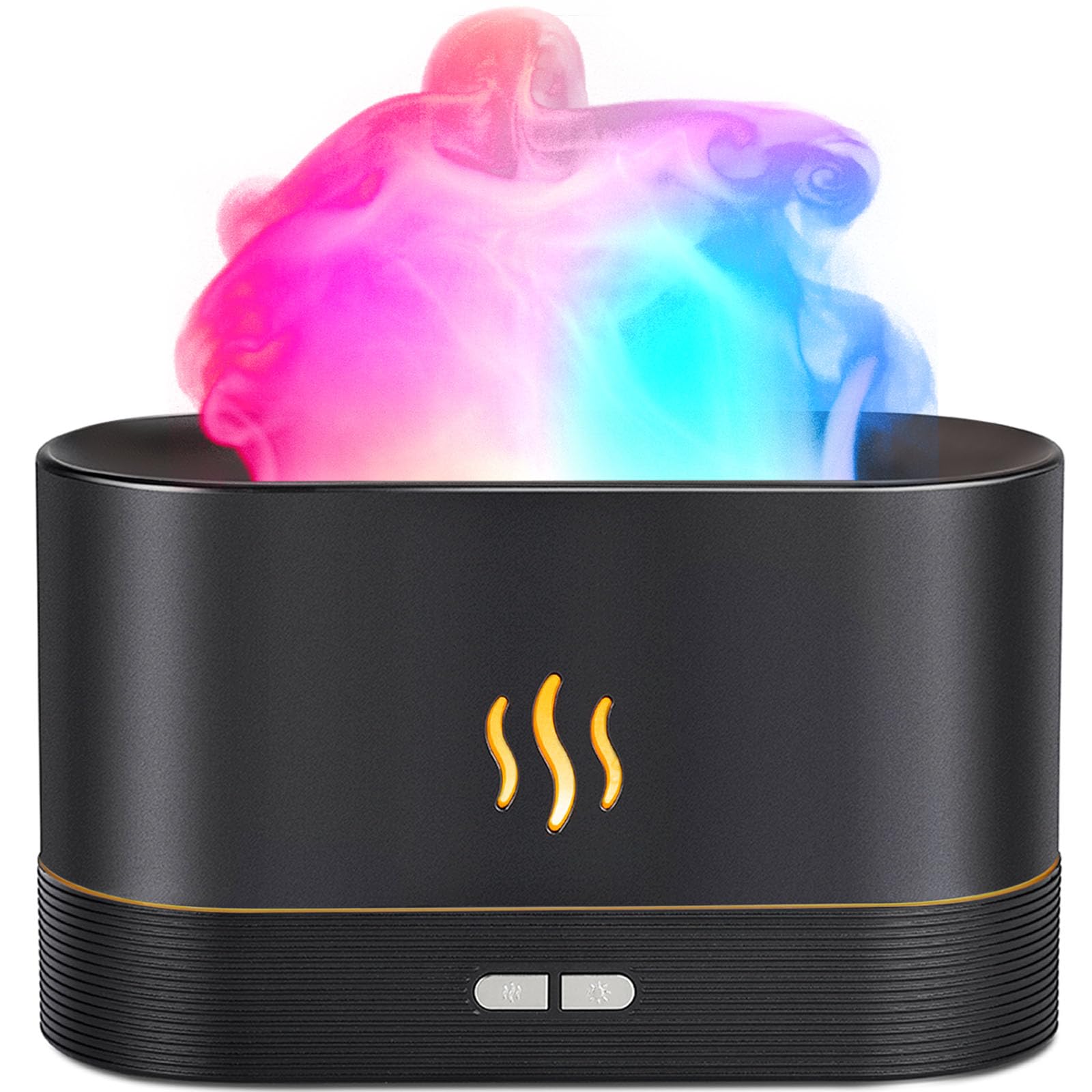 Aegci Essential Oil Diffuser,Humidifier with 7 Colors Flame Light,180ml Air Humidifiers for Bedroom, Home, Office, Gifts - Portable,Auto-Off Protection,4 Modes Mist(Black)