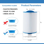 AmiBron PMAX50 Spa Filter, Compatible with PMAX50P4, PAS35P, FC-0300, 5CH-35, SD-00779, Replacement for Maax Spas of Canada, 1-1/2" Male Fine Thread 35 sq.ft. Hot Tub Filter 2 Pack