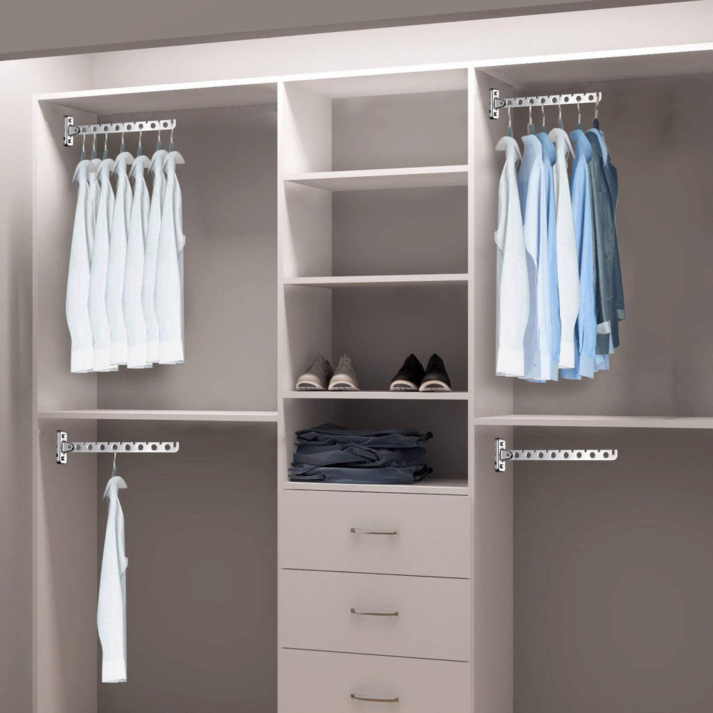 COTTAGE LIFE Laundry Hanger Dryer Rack Wall Mount Clothes Hanger Laundry Room Hooks Wall Mounted Clothes Rack Stainless Steel Collapsible Hangers for Clothes Laundry Folding Hanger Rack 2 Pack