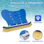 Pool Brush with Brush Tail for Cleaning Pool Walls Using Water Pressure, 18" Tough Plastic Bristles Pool Brush Head with EZ Clips Fit Most Poles (Pole not Included)