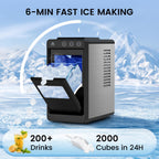 COWSAR Ice Maker Countertop, Portable Ice Machine with Self-Cleaning, 26Lbs/24Hrs, 8 Bullet Ice in 6 Mins with 2 Sizes, Scoop & Basket, Quiet Compact Ice Makers Countertop for Home/Kitchen/Camping