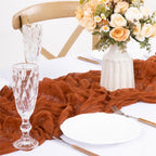 MLMW Fall Thanksgiving Table Runner Terracotta Cheesecloth Table Runner 13.3ft 6 Pack Burnt Orange Cheese Cloth Table Runner 160 inch Boho Gauze Table Runner for Wedding Party Fall Decor