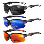 3 Pack Polarized Sports Sunglasses for Men, UV Protection Half Frame Sunglasses Comfortable for Running Cycling Driving