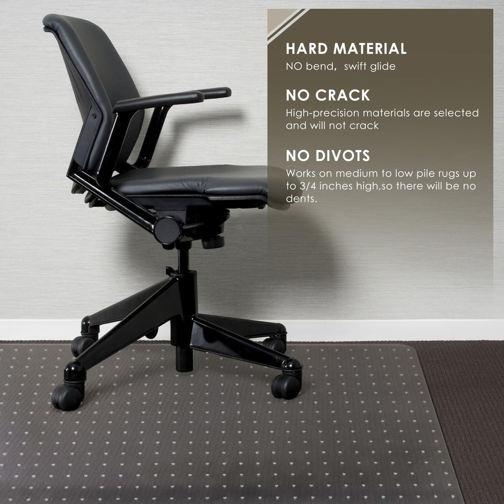 Azadx Heavy Duty Office Chair Mat for Carpet - 32" x 55" Hard Material Slip Resistant Protector for Home Office Easy Glide Desk Floor Mat