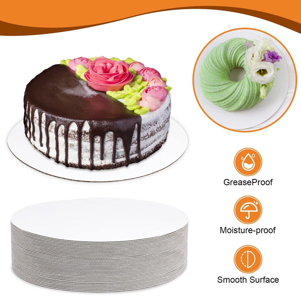 60 Pack Cake Boards 8 inch Cardboard Cake Rounds White Cake Board Rounds, Cake Circles Rounds Base Food-Grade Cardboard Cake Plate for Christmas, Cakes, Bread, Desserts (Thin and strong)