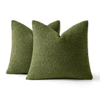 MIULEE Set of 2 Olive Green Throw Pillow Covers 18x18 Inch Decorative Couch Pillow Covers Textured Boucle Accent Solid Christmas Pillow Cases Soft for Cushion Chair Sofa Bedroom Livingroom Home Decor