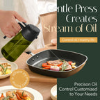 YARRAMATE 16oz/470ml Light-Blocking Dark Oil Sprayer for Cooking, 2 in 1 Olive Oil Dispenser Bottle for Kitchen, Premium Dark Green Glass Oil Bottle, Food-Grade Oil Mister for Air Fryer, BBQ (Black)