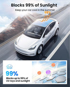 REEVAA 2026 Upgraded Tesla Model Y Sunshade Roof [No Gaps, No Sagging] Model Y Accessories Heat Insulation Foldable Glass Sunroof Cover for Model Y 2020-2025 (Not Fit New Y Juniper), 2PCS, Gray