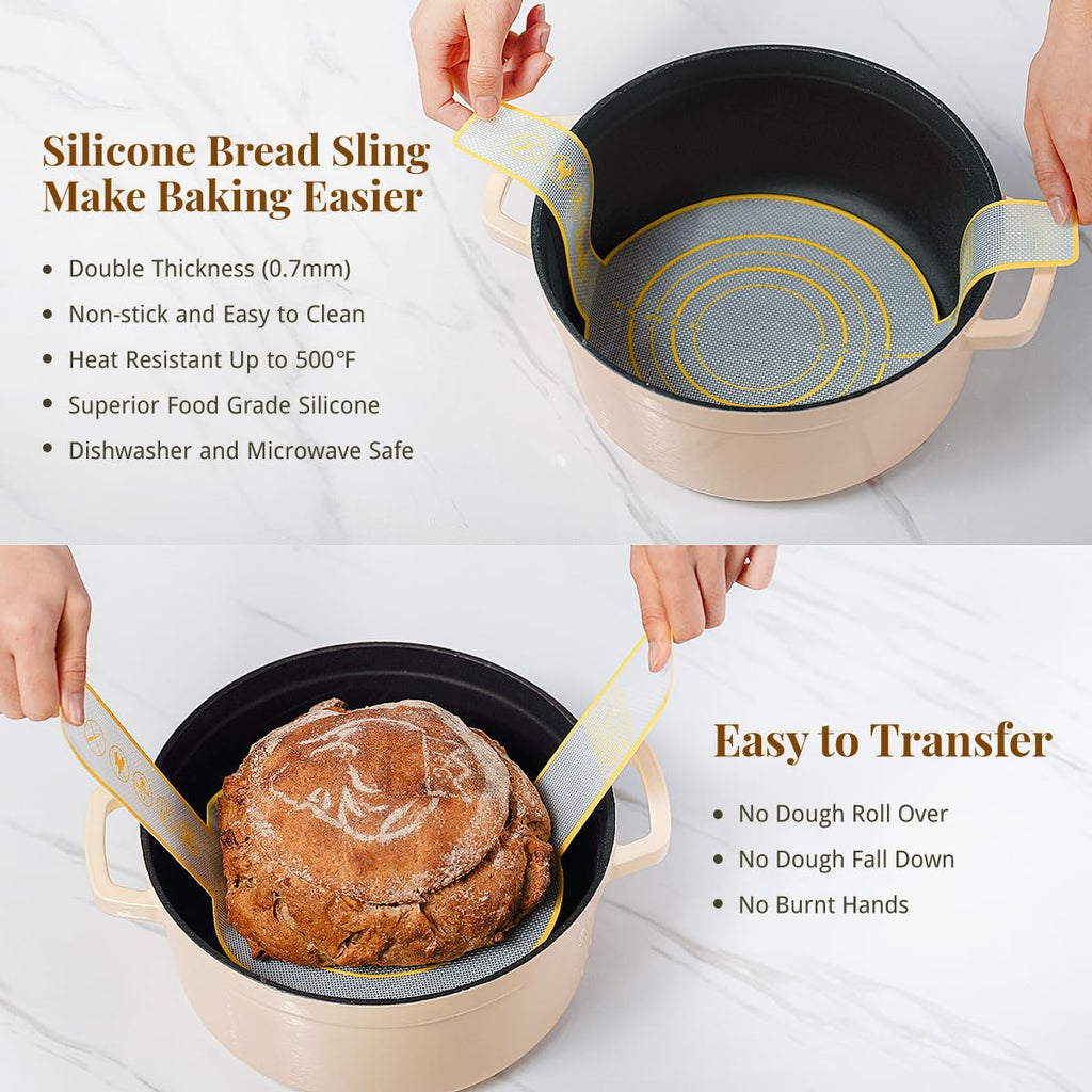 BAVIFY Banneton Bread Proofing Basket Sourdough Bread Baking Supplies, Sourdough Starter Kit with 9" Round & 10" Oval Banneton Baskets, Bread Lame, Sling, Spatula, Scraper, Dough Whisk