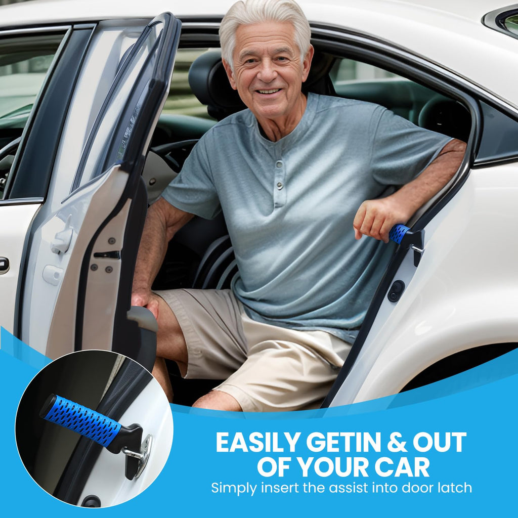 CAidRE Car Door Handle for Elderly, Car Handle Assist Support Handle, Portable Elderly Assistance Mobility Aids for Getting Out of Car, Auto Grab Cane for Seniors and Handicapped, Blue
