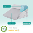 Bedluxe 3Pcs Orthopedic Bed Wedge Pillow Set, Foam Wedge Pillow Post Surgery for Back, Leg and Knee Support, Adjustable 9&12 Inch Folding Triangle Pillow for Sleeping, Acid Reflux, Snoring, Light Grey