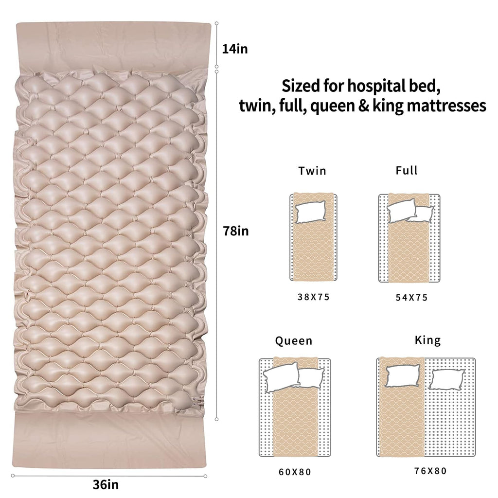 Alternating Pressure Pad Air Mattress for Hospital Bed Mattress Topper & Pump System Colchon Antiescaras para Persona Encamada Bed Sore Pads, Size 36" x 78" x 3"