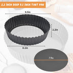 RICHSC-PAN Deep Tart Pan, 9.5 x 2.2 Inches Non-Stick Tall Tart Pan Bottom Can Be Removed. Suitable for Making Various Pies, Tarts and Quiche. Easy to Clean is the Choice for Home Baking