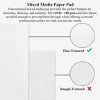 Mofuny Mixed Media Sketchbook 11x14, 50 Sheets - 110lb/180gsm Thick Paper for Painting | Mixed Media Pad & Water Color Sketch Books for Adults, Teens & Painting Supplies for Artists.