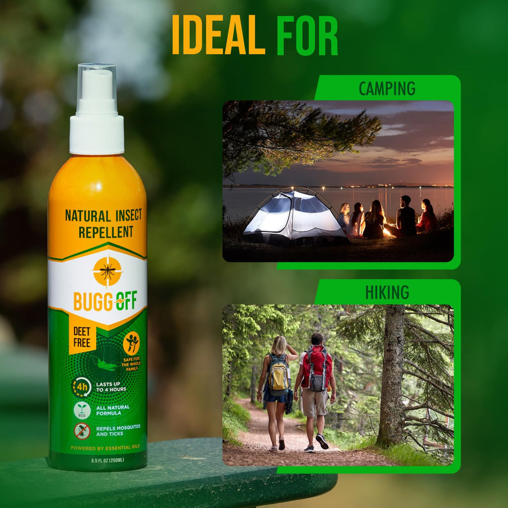 Natrual Mosquito, Gnats & Tick Spray Repellent, 8.5 FL OZ (250ml) Deet Free, Made with Essential Oils, Lasts up to 4 Hours Original (1, 1.7Oz)