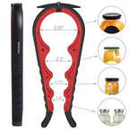 Jar Opener Bottle Opener for Weak Hands, 5 in 1 Multi Function Can Opener Bottle Opener Kit with Silicone Handle Easy to Use for Children, Elderly and Arthritis Sufferers (New red)