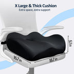 EaseDrives® X Large Memory Foam Seat Cushions for Office Chairs, Long Sitting Pressure Relief Ergonomic Office Chair Cushion for Butt Coccyx Tailbone Sciatica, Car, Wheelchair Seat Booster for Height