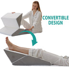 Bedluxe Wedge Pillow for Sleeping, Adjustable 9&12 Inch Foldable Bed Wedge Pillow Set, Orthopedic Memory Foam Triangle Pillow Wedge, 7-in-1 Elevated Pillows for Leg and Back Support, White/Grey