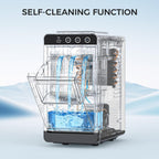 COWSAR Ice Maker Countertop, Portable Ice Machine with Self-Cleaning, 8 Cubes in 6 Mins, 26 lbs/24Hrs, Quiet Commercial Compact Ice Machine for Home, Camping, Bar, Sliver