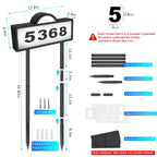 Solar Address Signs for Yard, Solar Powered Address Sign with Warm White & Cold White, IP65 Waterproof Solar House Numbers for Outside, LED Illuminated Plaques Wall Mounted & In Ground