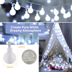 Minetom 66 Feet 200 Led Globe Ball String Lights, Fairy String Lights Plug in with Remote, Waterproof Globe String Lights for Indoor Outdoor Party Wedding Christmas Tree Garden Decoration, Pure White
