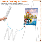 ARTASY 63" Easel Stand for Wedding Signs, Posters, Portable Artist Easel for Painting Canvas, Tripod for Home and Office, Supports 5 lbs-White 1/Pack