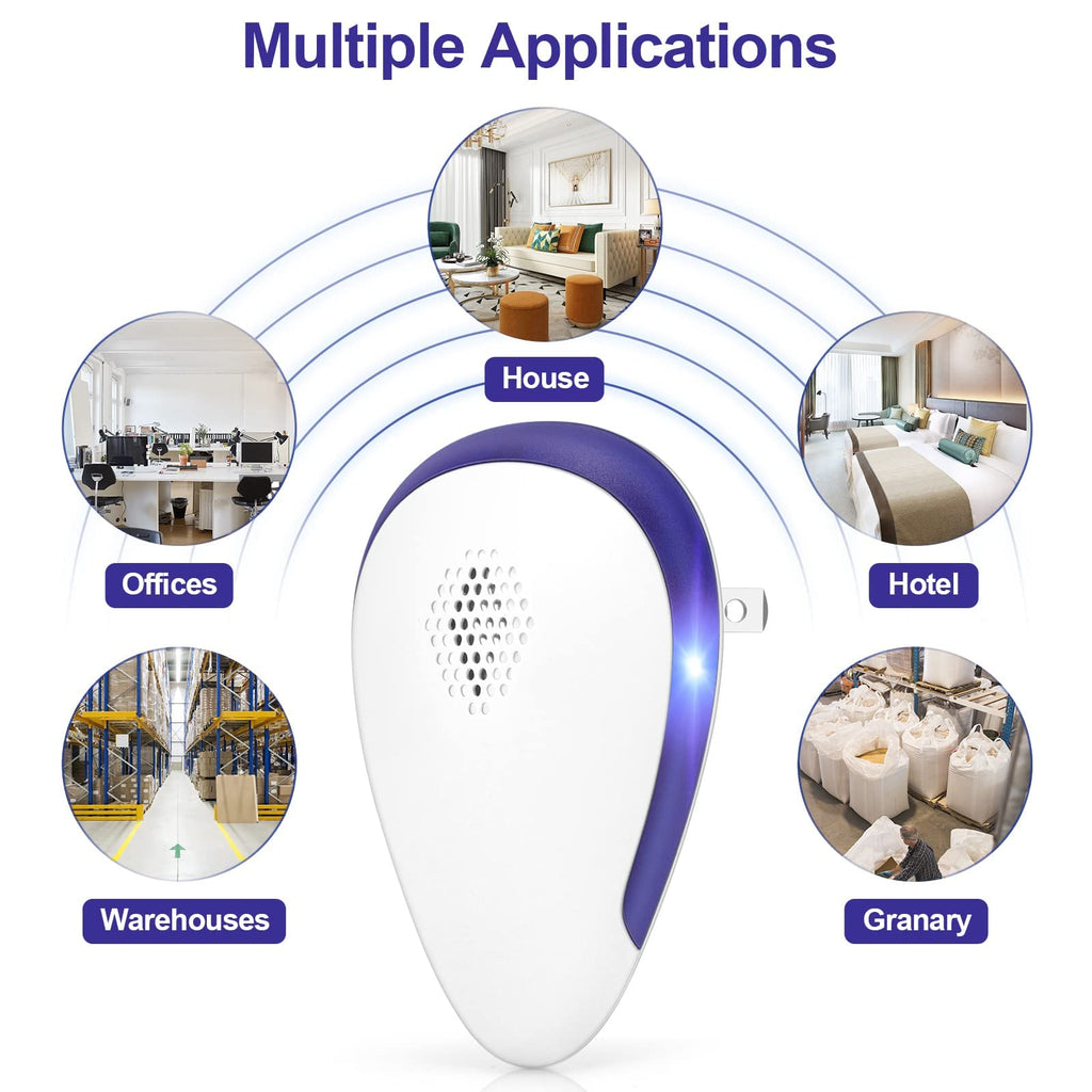 TIMIROYA Ultrasonic Pest Repeller, Pest Repellent Ultrasonic Plug in, Pest Repeller Indoor 6 Pack for Bugs Insects Roaches Mice Rodents Mosquitoes, White