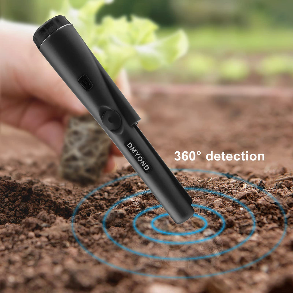 Dmyond Metal Detector Pinpointer, Professional Waterproof Handheld Pin Pointer Wand, Search Treasure Pinpointing Finder Probe with 9V Battery for Adults, Kids - Black