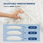 Side Sleeper Pillow for Adults, Cervical Pillow for Neck and Shoulder Pain, Ergonomic Contour Pillow, Cooling Shredded Memory Foam Pillow Curved Bed Pillow, King Size Set of 2, Extra Fill Included