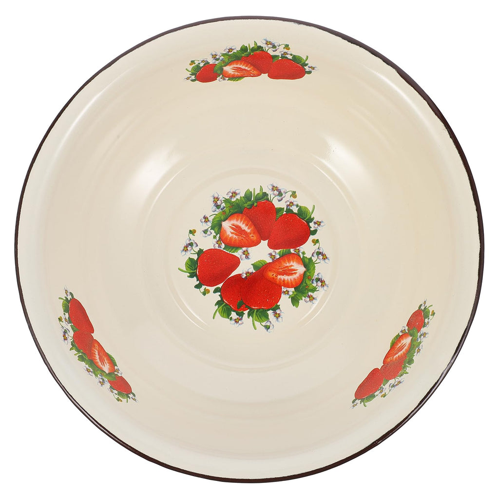 1pc Enamel Basin Vintage Salad Bowl Retro Enamel Bowl Round Salad Serving Bowl Metal Mixing Bowls Round Cereal Bowl To Go Plates with Lids Dough Making Basin Bowl Set Ceramics
