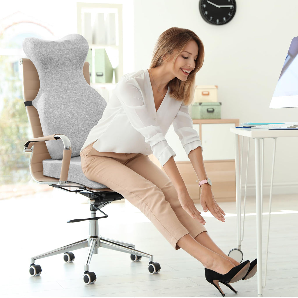 BALAPET Back Support Cushion for Office Chair,Memory Foam Lumbar Support Pillow,Ergonomic Office Chair Cushion for Long Sitting,Back and Butt Cushion for Office Chair with Adjustable Straps