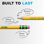 Wood-Cased Pencils, Unsharpened, 2 HB Soft, Yellow, 24 Count