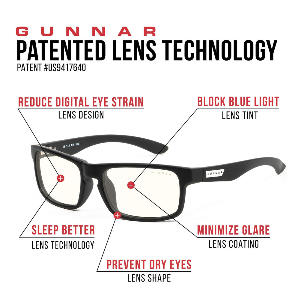 GUNNAR - Premium Gaming and Computer Glasses - Blocks 35% Blue Light - Enigma, Onyx, Clear Tint