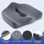 Ergonomic Seat Cushion for Tailbone Pressure Relief - Memory Foam Seat Pad for Comfort & Posture Improvement - Ideal for Office Chair,Desk Chairs, Car Seats, Wheelchairs, Home & Office Use(Dark Gray)