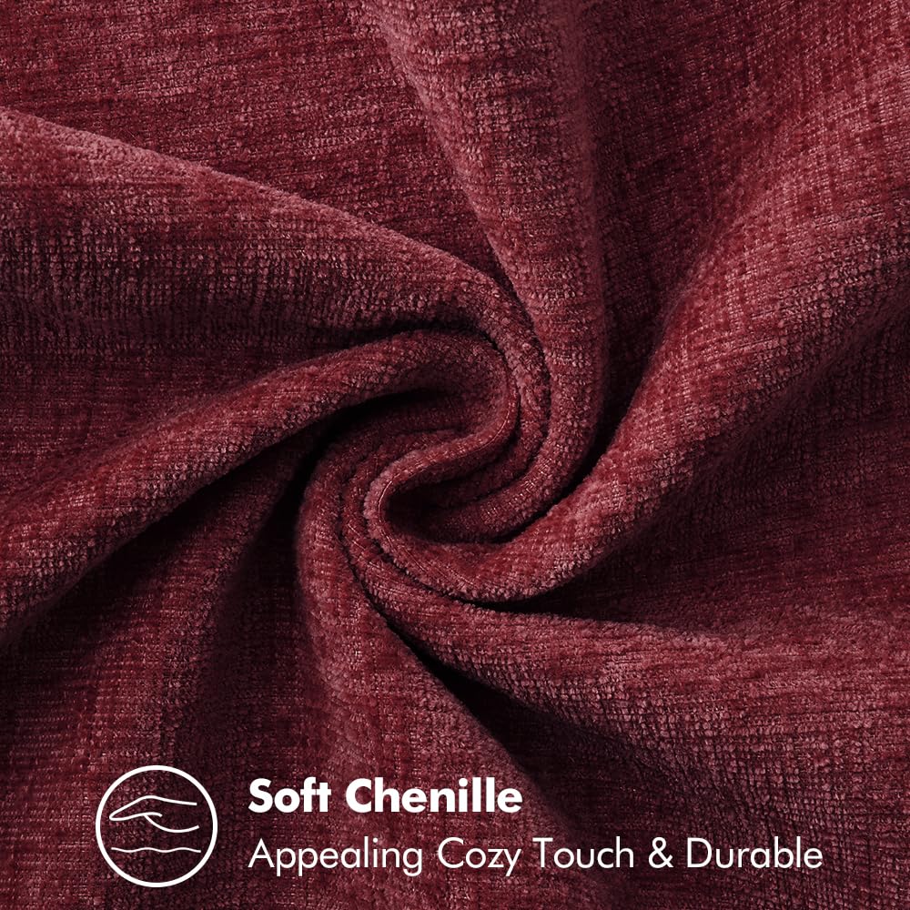MIULEE Pack of 2 Couch Throw Pillow Covers 18x18 Inch Burgundy Red Farmhouse Decorative Pillow Covers with Stitched Edge Soft Chenille Solid Dyed Christmas Pillow Covers for Sofa Bed Living Room