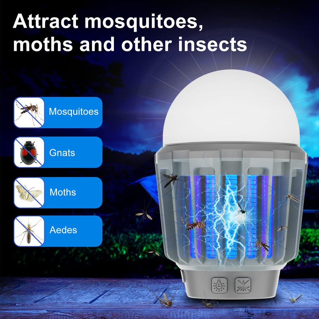 Wisely Bug Zapper Outdoor/Indoor Electric, USB-C Rechargeable Mosquito Killer Lantern Lamp, Portable Insect Electronic Zapper Indoor Trap, with LED Light 1PK Slate