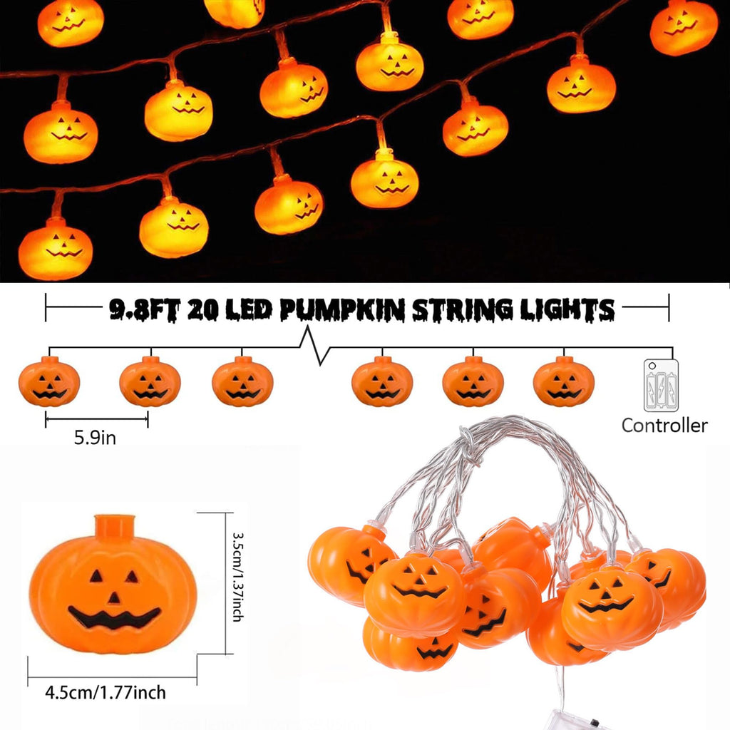 KEPABIGLE Halloween Decorations Big Pumpkin String Lights 10ft Battery Operated String Light with 20pcs Pumpkin Lights for Halloween Party Bedroom Decor