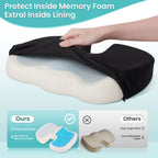 Office Chair Seat Cushion, Cooling Gel Enhanced Memory Foam Cushion for Long Sitting - Back, Sciatica, Coccyx, Tailbone Pain Relief Pillow - for Office, Gaming, Car, Wheelchair - Black, Large