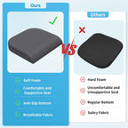 TranquilRelax Large Seat Cushion，Soft Foam Cushion for Long Sitting Hours on Office Chair, Home & Car, Non-Slip Chair Pad for Relieving Back & Sciatica & Hip & Coccyx Pain (Grey)
