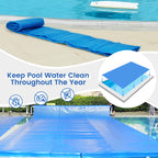 Goplus Pool Cover, 16 x 32 FT Solar Blanket 12 Mil with Carrying Bag for In-Ground and Above-Ground Swimming Pools, Rectangle Hot Tub SPA Thermal Blanket, Blue Bubble